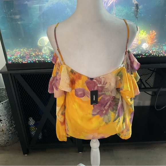 Express Yellow and Purple Blouse Vibrant Top - Picture 3 of 4